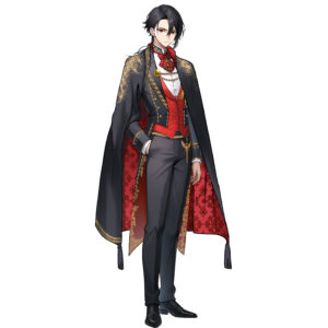 黒髪のイケメン。執事で幼馴染。実は王子。黒いタキシード風西洋衣装を身にまとっている。